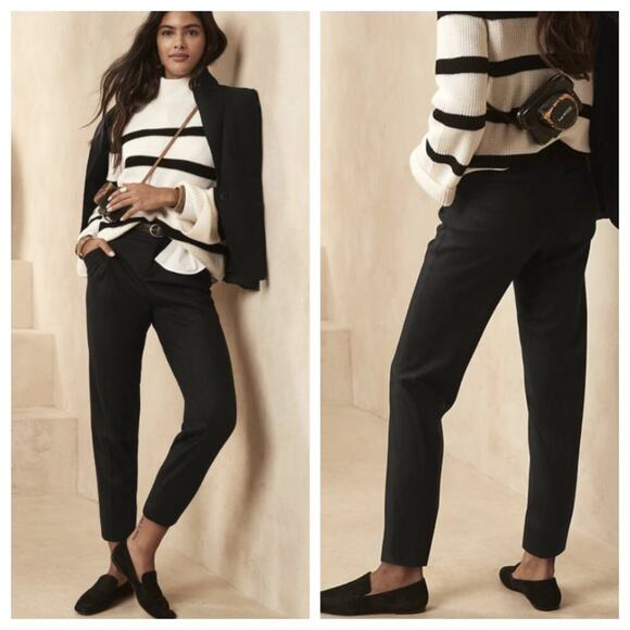 Banana Republic Women's Pleated Wool Blend Pant Black Size 10 Long - Picture 1 of 9